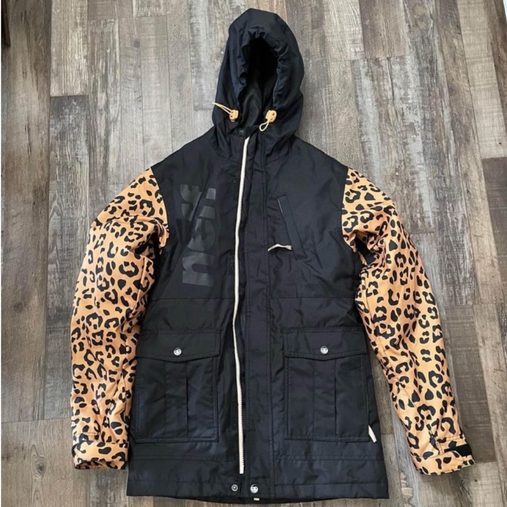 Neff Black and Leopard Print Ski Jacket